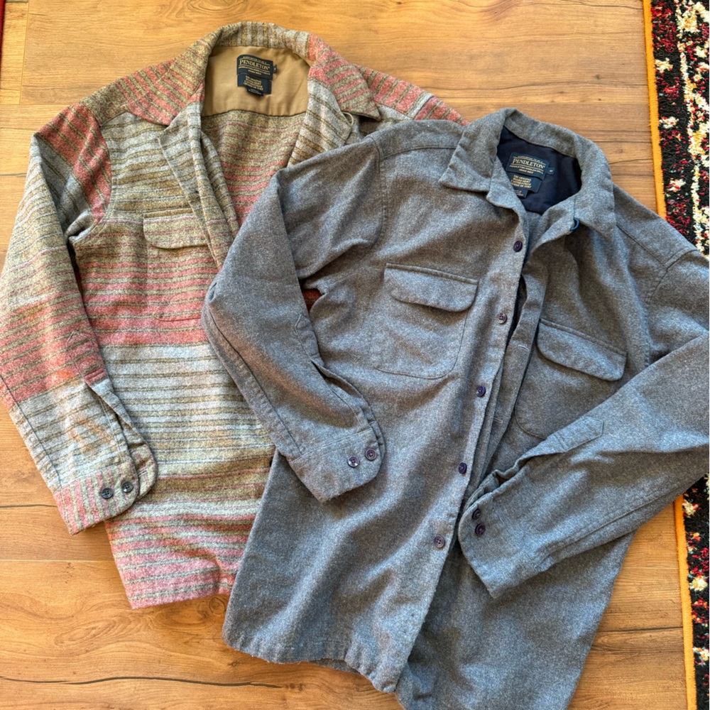 PENDELTON Men's Gray and Multicolor Button-Up Shirts MEDIUM